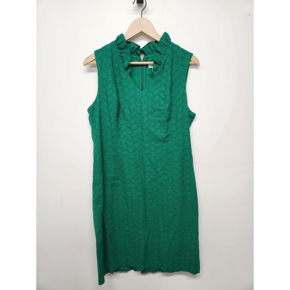 Calvin Klein Women's 100% Cotton Sleeveless Emerald Green Sheath Dress, Size 14